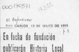 En fecha de fundación publicarán historia local  [artículo].