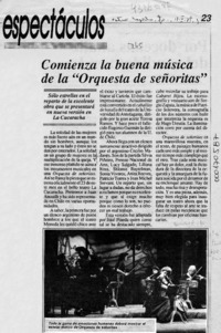 Comienza la buena música de la "Orquesta de señoritas"  [artículo].