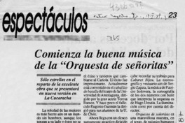Comienza la buena música de la "Orquesta de señoritas"  [artículo].
