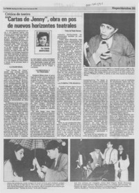 "Cartas de Jenny", obra en pos de nuevos horizontes teatrales