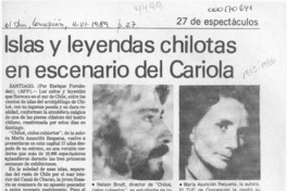 Islas y leyendas chilotas en escenario del Cariola  [artículo] Enrique Fernández.