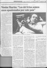 Nissim Sharim, "Los del Ictus somos unos apasionados por este país"  [artículo] Marta Hansen.