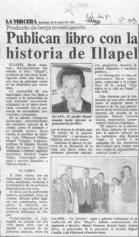 Publican libro con la historia de Illapel  [artículo] Ruth Adasme.