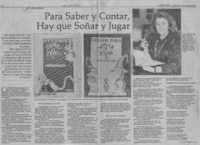 Para saber y contar, hay que soñar y jugar  [artículo] Carmen Figueroa Cox.