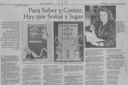Para saber y contar, hay que soñar y jugar  [artículo] Carmen Figueroa Cox.