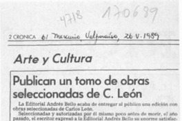 Publican un tomo de obras seleccionadas de C. León  [artículo].