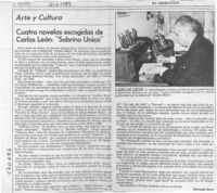 Cuatro novelas escogidas de Carlos León, "Sobrino único"  [artículo] Bernardo Soria.