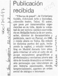 Publicación recibida  [artículo].
