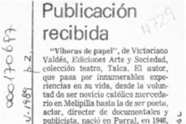 Publicación recibida  [artículo].