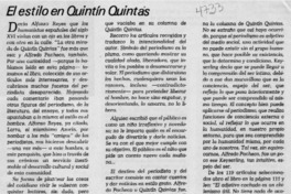 El estilo en Quintín Quintas  [artículo] S.