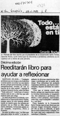 Reeditarán libro para ayudar a reflexionar  [artículo].
