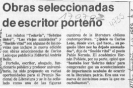 Obras seleccionadas de escritor porteño  [artículo].