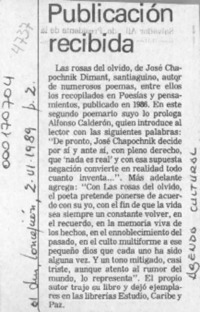 Publicación recibida  [artículo].