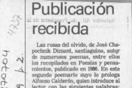 Publicación recibida  [artículo].