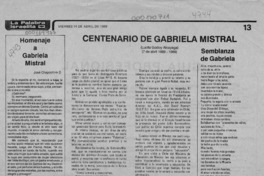 Centenario de Gabriela Mistral  [artículo].