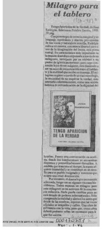 Milagro para el tablero  [artículo] G. Angelcos.