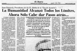 La humanidad alcanzó todos lo límites, ahora sólo cabe dar pasos atrás --  [artículo] F. V. D.
