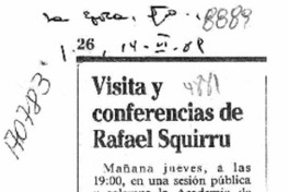 Visita y conferencias de Rafael Squirru  [artículo].