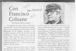 Con Francisco Coloane  [artículo] Marino Muñoz Lagos.