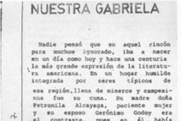 Nuestra Gabriela  [artículo].