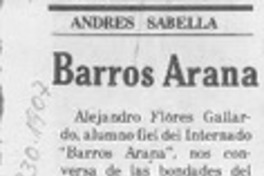 Barros Arana  [artículo] Andrés Sabella.