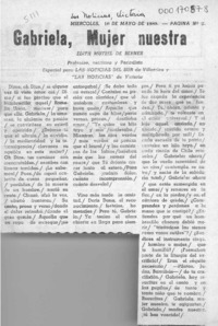 Gabriela, mujer nuestra  [artículo]Edith Mützel de Berner.