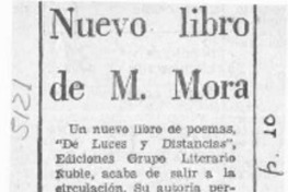 Nuevo libro de M. Mora  [artículo].