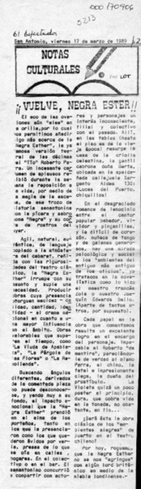 Vuelve, Negra Ester!!  [artículo] Lot.