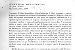 Nicanor Parra, biografía emotiva  [artículo] Antonio Campaña.