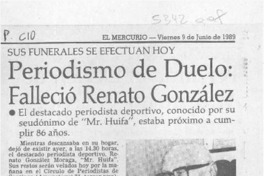 Periodismo de duelo, falleció Renato González  [artículo].