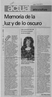 Memoria de la luz y de lo oscuro  [artículo] María Nieves Alonso.