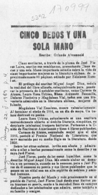Cinco dedos y una sola mano  [artículo] Orlando Almonacid.
