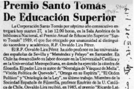 Premio Santo Tomás de Educación Superior  [artículo].