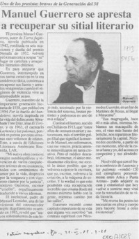 Manuel Guerrero se apresta a recuperar su sitial literario