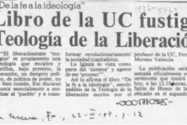 Libro de la UC fustiga Teología de la Liberación  [artículo].