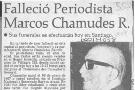 Falleció periodista Marcos Chamudes R.  [artículo].