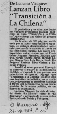 Lanzan libro "Transición a la chilena"
