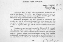 Neruda, voz y universo  [artículo] Juan Antonio Massone.