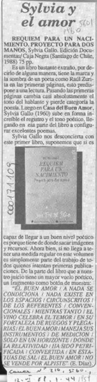 Sylvia y el amor  [artículo] E. Díaz.