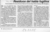 Residuos del habla fugitiva  [artículo] Roberto Merino.