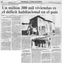 Un Millón 300 mil viviendas es el déficit habitacional en el país  [artículo].