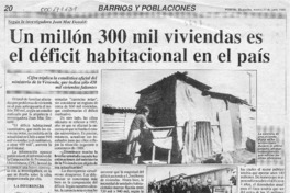 Un Millón 300 mil viviendas es el déficit habitacional en el país  [artículo].