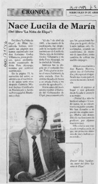 Nace Lucila de María  [artículo].