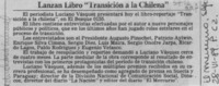 Lanzan libro "Transición a la chilena"  [artículo].