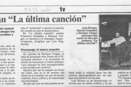 Estrenan "La última canción"  [artículo].