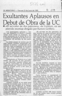 Exultantes aplausos en debut de obra de la UC  [artículo].