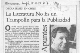 Oscar Hahn en Chile, la literatura no es un trampolín para la publicidad  [artículo] Maria Elena Aguirre.