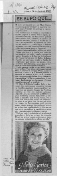 Se supo que --  [artículo] Mario Cánepa Guzmán.