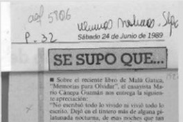 Se supo que --  [artículo] Mario Cánepa Guzmán.
