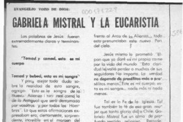 Gabriela Mistral y la Eucaristía  [artículo] Pedro Vega Gutiérrez.